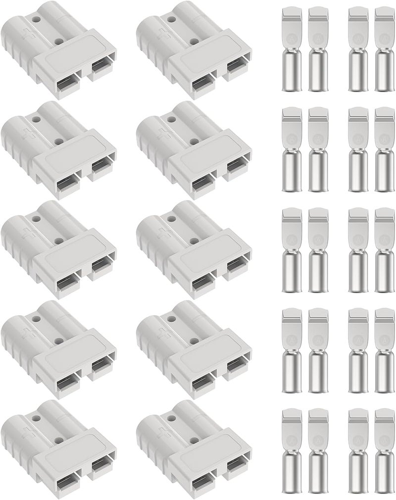 cnaodun Anderson Connector 50A-600V with 6-12 Gauge, Gray 10PCS Battery Quick Connect/Disconnect Battery Quick Connector Wire Harness Plug Kit for Winch, Trailer, Towing Systems - Image 1